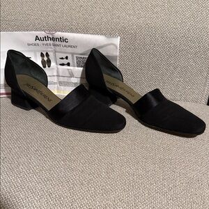 Yves Saint Laurent D’Orsay Vintage Black Block Heel 8.5 with COA